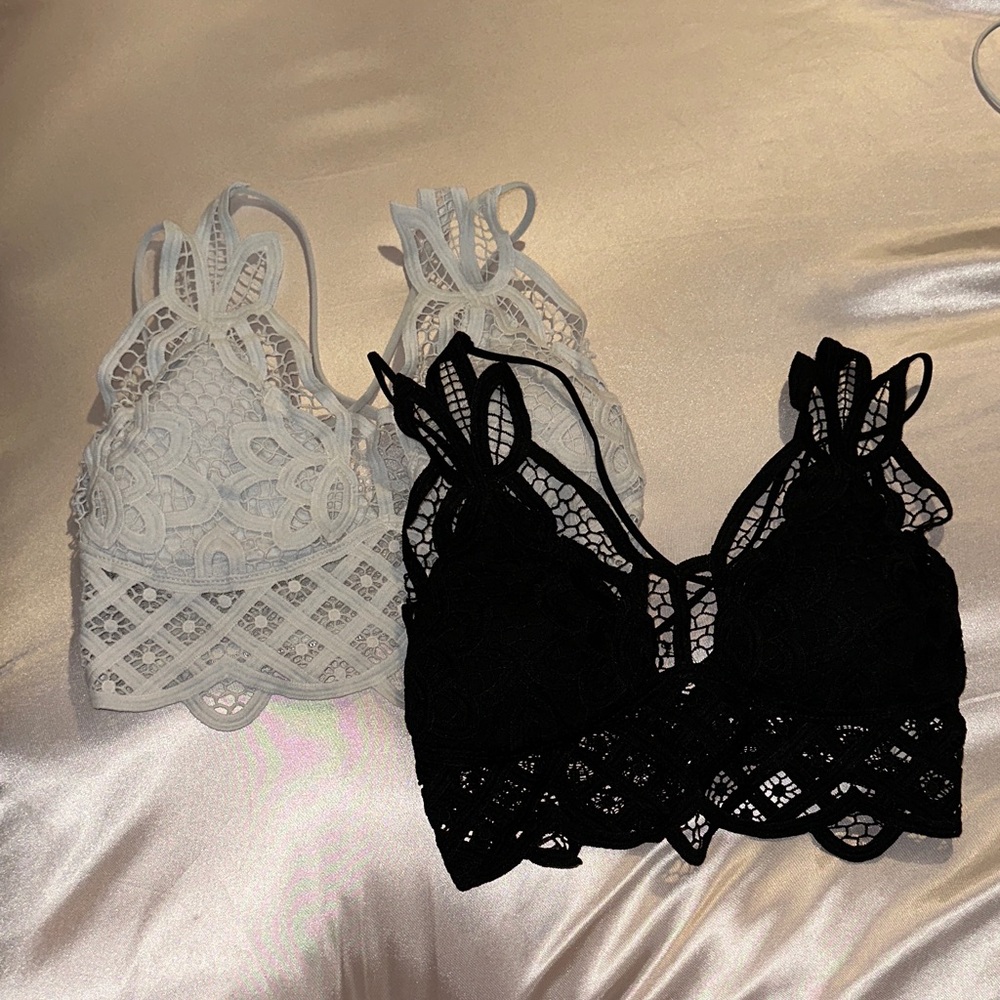Lace Bralette Set - Black and White